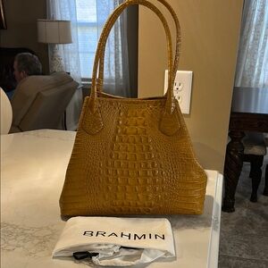 Brahmin “never carried” camel/mustard Melbourne leather tote!!